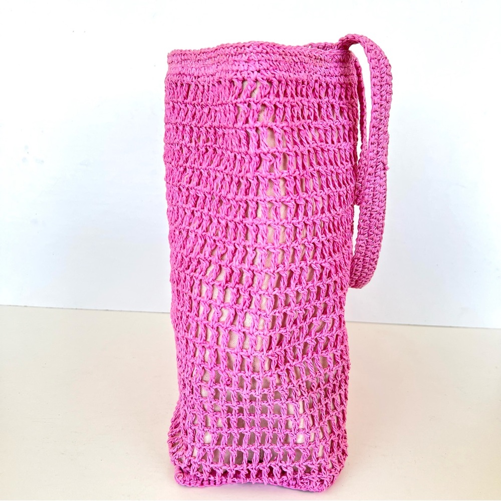 MADEWELL The Transport Retro Pink Woven Straw Carry All Shopping Shoulder Tote - Picture 4 of 11